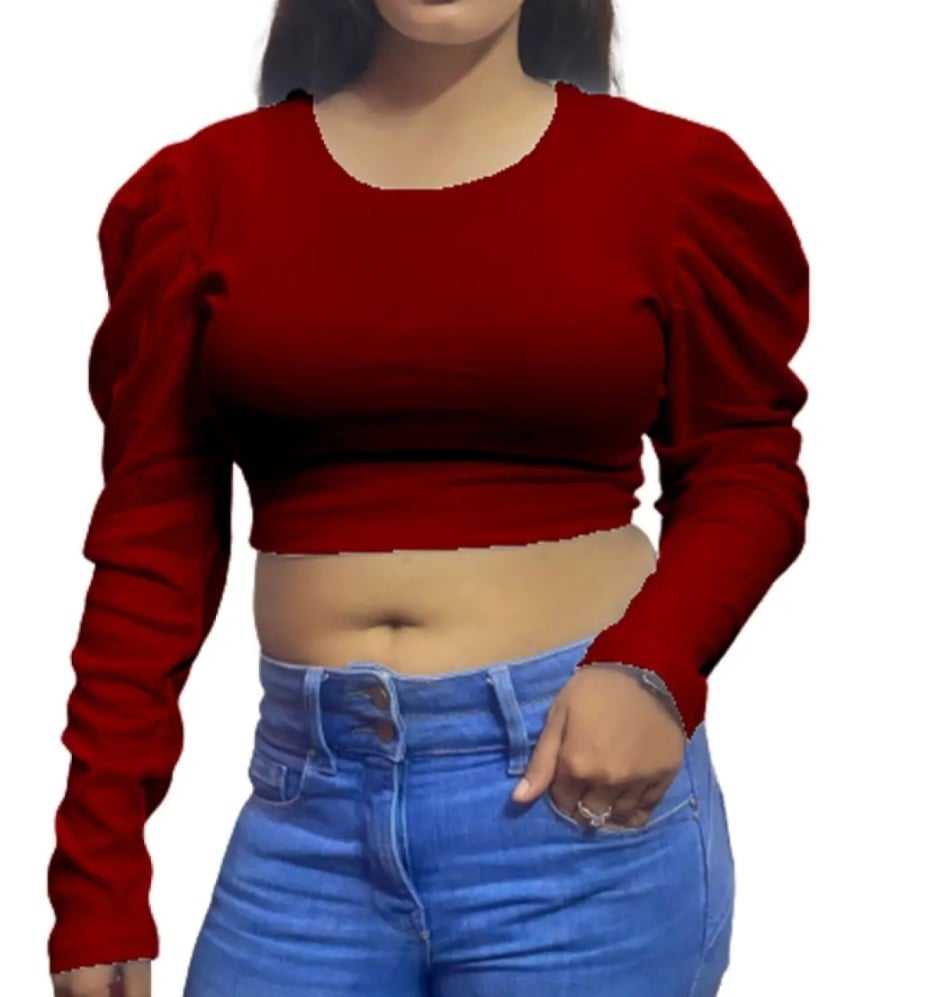 Cotton Crop Tops Short Body & Long Sleev